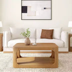 Plank+Beam Solid Wood 40 Modern Rectangular Coffee Table with Storage Shelf