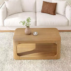 Plank+Beam Solid Wood 40 Modern Rectangular Coffee Table with Storage Shelf