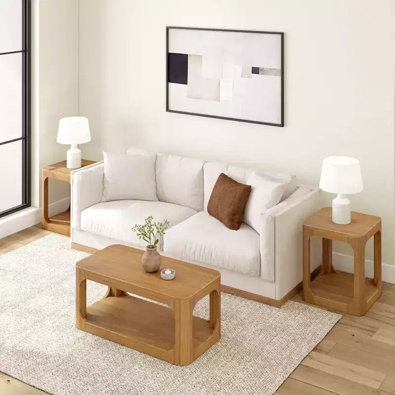 Plank+Beam Solid Wood 40 Modern Rectangular Coffee Table with Storage Shelf