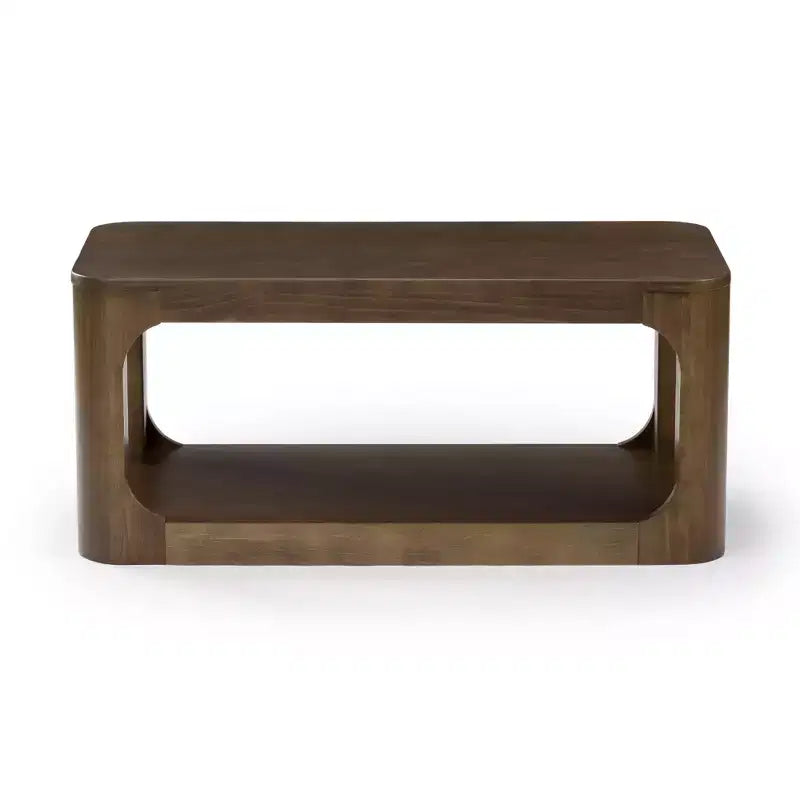 Plank+Beam Solid Wood 40 Modern Rectangular Coffee Table with Storage Shelf