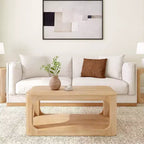 Plank+Beam Solid Wood 40 Modern Rectangular Coffee Table with Storage Shelf