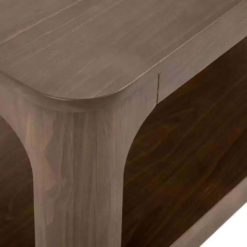 Plank+Beam Solid Wood 40 Modern Rectangular Coffee Table with Storage Shelf