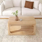 Plank+Beam Solid Wood 40 Modern Rectangular Coffee Table with Storage Shelf