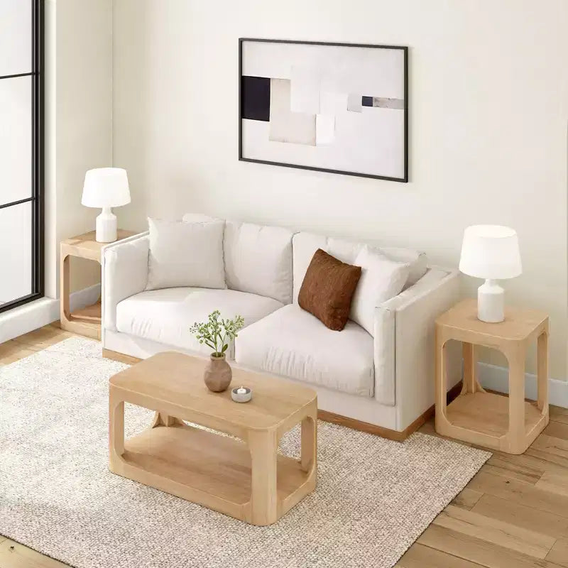 Plank+Beam Solid Wood 40 Modern Rectangular Coffee Table with Storage Shelf