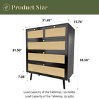 Comò a 6/4 cassetti, Cassettiera moderna in rattan con maniglie in metallo, Credenza con mobile contenitore, Nero 4M - ModernLuxe