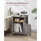 VASAGLE Farmhouse Nightstand with Barn Door, Bedside Table with Storage, Side End Table, Night Stand with Open Compartment
