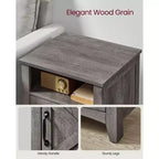 VASAGLE Farmhouse Nightstand with Barn Door, Bedside Table with Storage, Side End Table, Night Stand with Open Compartment
