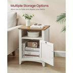 VASAGLE Farmhouse Nightstand with Barn Door, Bedside Table with Storage, Side End Table, Night Stand with Open Compartment
