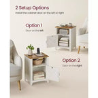 VASAGLE Farmhouse Nightstand with Barn Door, Bedside Table with Storage, Side End Table, Night Stand with Open Compartment