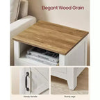 VASAGLE Farmhouse Nightstand with Barn Door, Bedside Table with Storage, Side End Table, Night Stand with Open Compartment