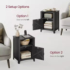 VASAGLE Farmhouse Nightstand with Barn Door, Bedside Table with Storage, Side End Table, Night Stand with Open Compartment