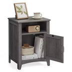 VASAGLE Farmhouse Nightstand with Barn Door, Bedside Table with Storage, Side End Table, Night Stand with Open Compartment
