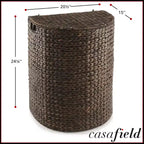 Casafield Half Moon Laundry Hamper with Lid and Removable Liner Bag, Woven Water Hyacinth Laundry Basket for Clothes, Towels