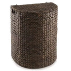 Casafield Half Moon Laundry Hamper with Lid and Removable Liner Bag, Woven Water Hyacinth Laundry Basket for Clothes, Towels