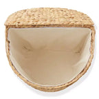 Casafield Half Moon Laundry Hamper with Lid and Removable Liner Bag, Woven Water Hyacinth Laundry Basket for Clothes, Towels
