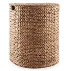 Casafield Half Moon Laundry Hamper with Lid and Removable Liner Bag, Woven Water Hyacinth Laundry Basket for Clothes, Towels
