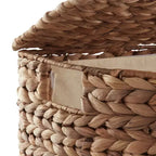 Casafield Half Moon Laundry Hamper with Lid and Removable Liner Bag, Woven Water Hyacinth Laundry Basket for Clothes, Towels