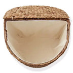 Casafield Half Moon Laundry Hamper with Lid and Removable Liner Bag, Woven Water Hyacinth Laundry Basket for Clothes, Towels
