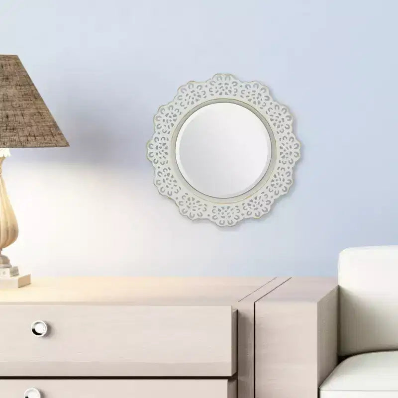 Specchio da parete decorativo in pizzo floreale in metallo da 12,5 - Collezione Stonebriar