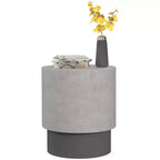 HOMCOM Concrete End Table, Round Side Table with Wood Grain Finish, Indoors and Outdoors Use, Gray