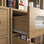 67''/71 Tall Freestanding Hutch Cupboard, Liquor Cabinet Bar, Buffet Cabinet for Kitchen and Dining Room, Natural 4A - ModernLuxe