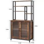 Kitchen Bakers Rack with Large Cabinet, Tall Bar Cabinet with Storage. Large Microwave Stand with Shelf, Vintage Brown