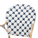 bali & pari Bryson Modern French Blue and White Weaving and Natural Rattan Bistro Chair
