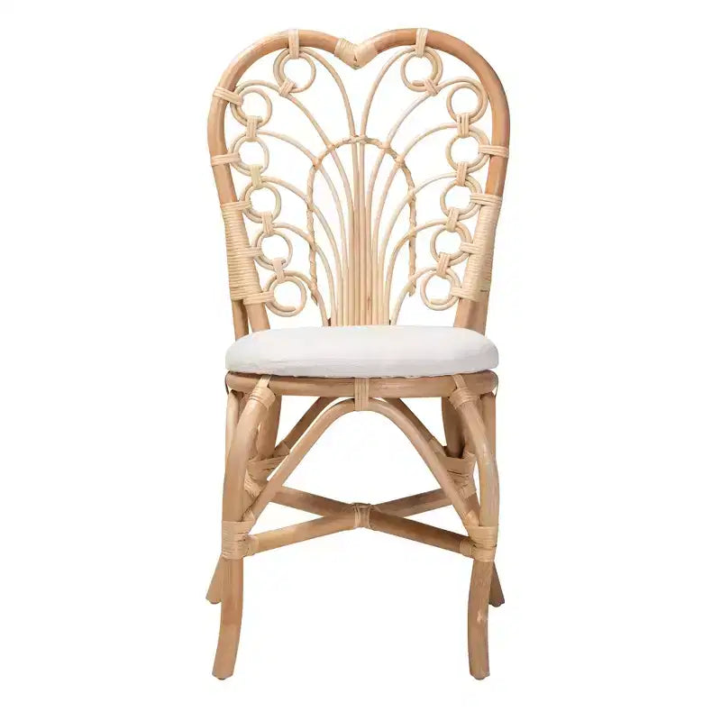 bali & pari Jerica Modern Bohemian Natural Brown Rattan Dining Chair