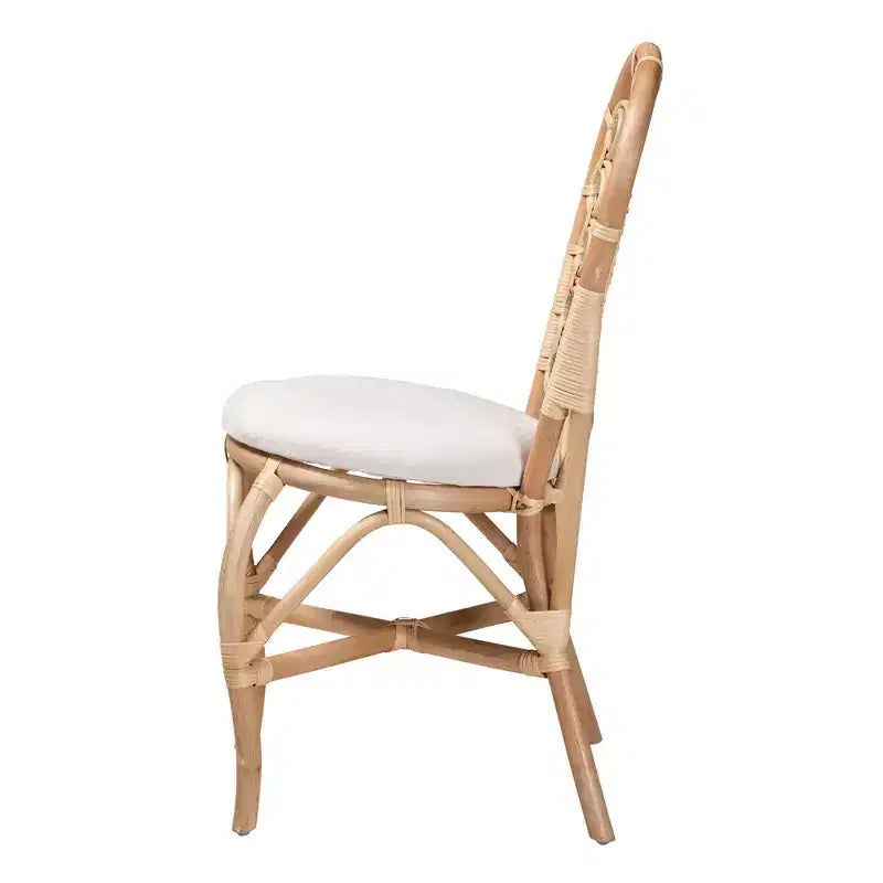 bali & pari Jerica Modern Bohemian Natural Brown Rattan Dining Chair