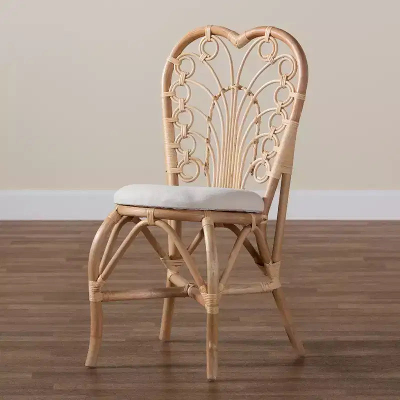 bali & pari Jerica Modern Bohemian Natural Brown Rattan Dining Chair