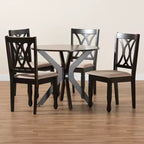 Baxton Studio Maya Modern Fabric and Wood Dining Set