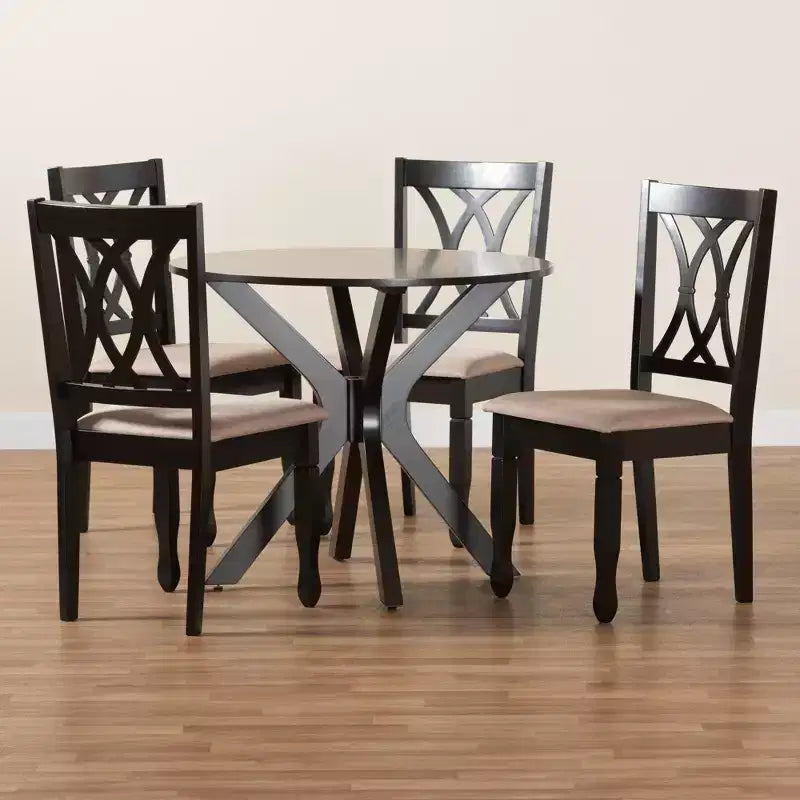 Baxton Studio Maya Modern Fabric and Wood Dining Set