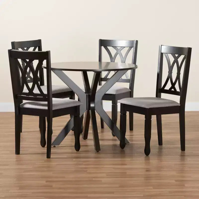 Baxton Studio Maya Modern Fabric and Wood Dining Set