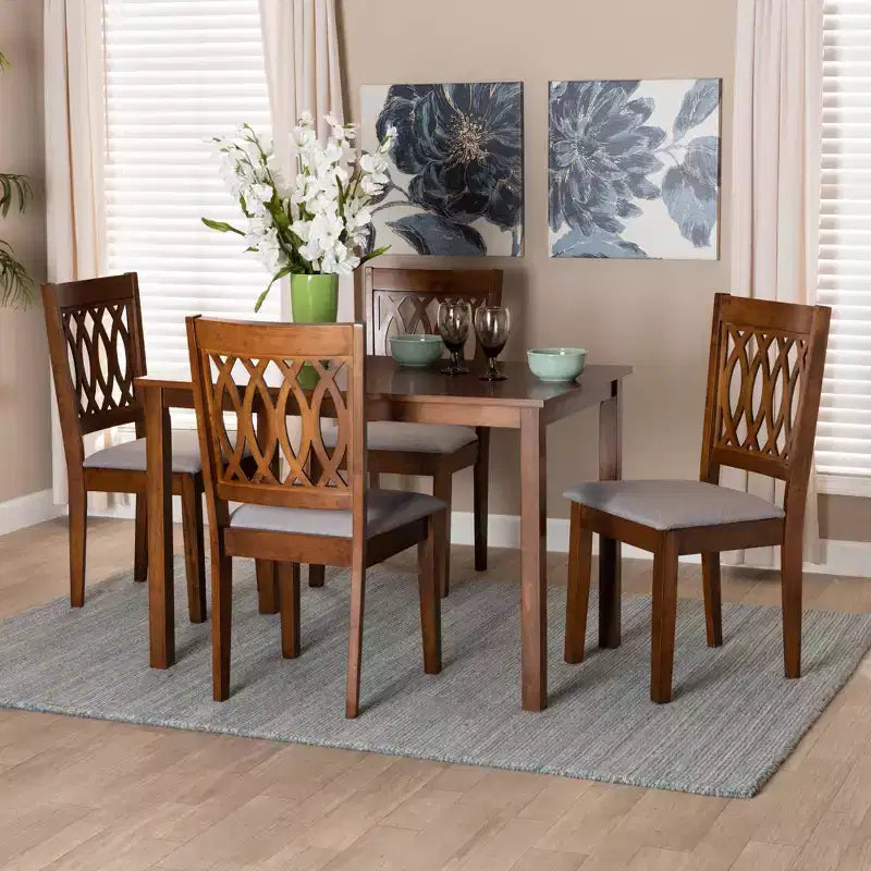 Baxton Studio Florencia Modern Fabric and Wood Dining Set
