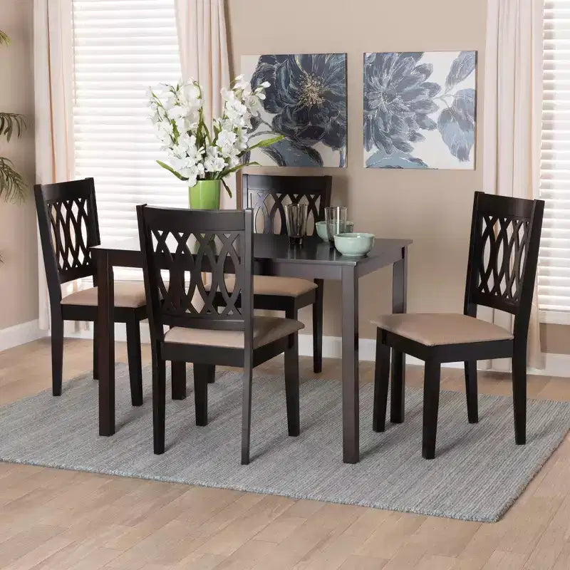 Baxton Studio Florencia Modern Fabric and Wood Dining Set