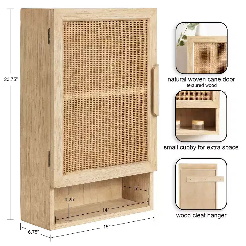 Kate & Laurel All Things Decor Armadietto da Parete Ori in Rattan Naturale