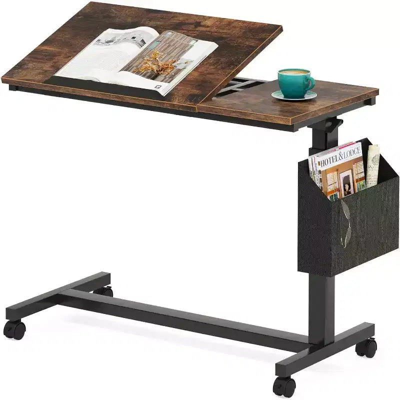 Tribesigns C-Shaped Portable Desk, Mobile Height Adjustable Laptop Desk with Wheels