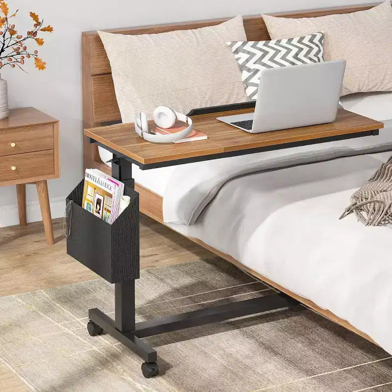 Tribesigns C-Shaped Portable Desk, Mobile Height Adjustable Laptop Desk with Wheels