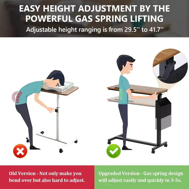 Tribesigns C-Shaped Portable Desk, Mobile Height Adjustable Laptop Desk with Wheels