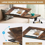 Tribesigns C-Shaped Portable Desk, Mobile Height Adjustable Laptop Desk with Wheels