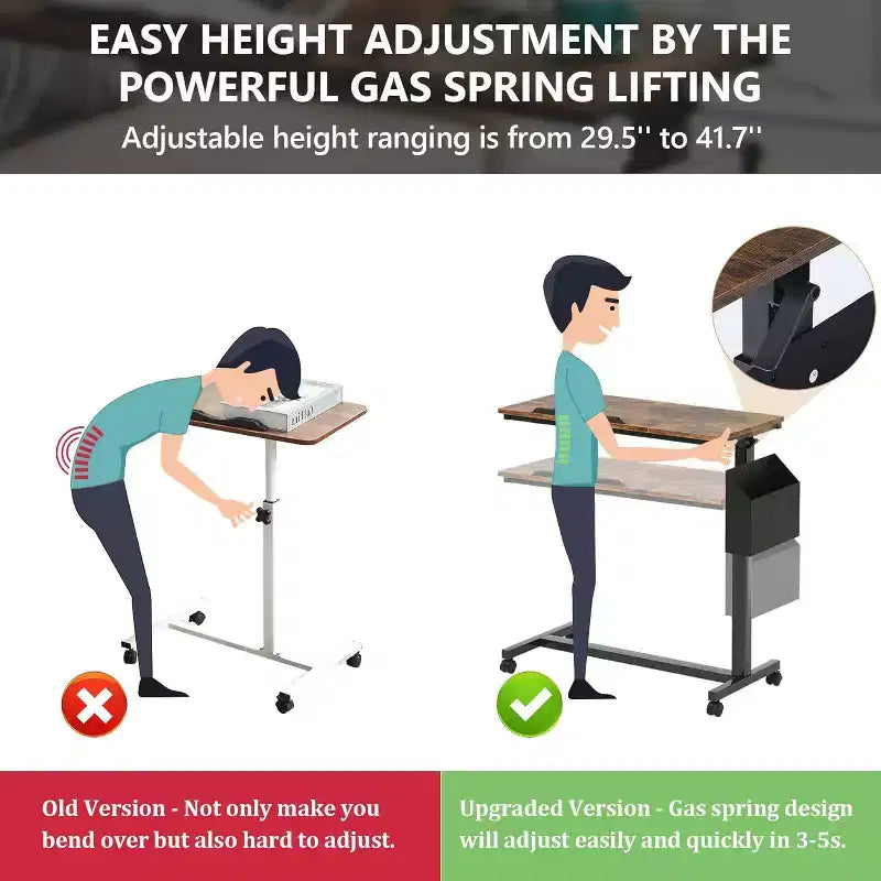 Tribesigns C-Shaped Portable Desk, Mobile Height Adjustable Laptop Desk with Wheels