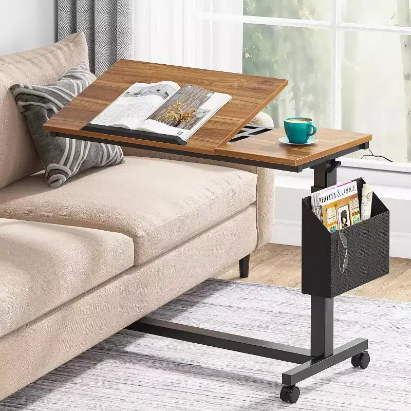 Tribesigns C-Shaped Portable Desk, Mobile Height Adjustable Laptop Desk with Wheels