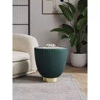 Manhattan Comfort Anderson Modern Leatherette Upholstered End Table with Ceramic Faux Marble Tabletop