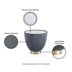 Manhattan Comfort Anderson Modern Leatherette Upholstered End Table with Ceramic Faux Marble Tabletop