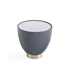 Manhattan Comfort Anderson Modern Leatherette Upholstered End Table with Ceramic Faux Marble Tabletop