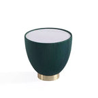 Manhattan Comfort Anderson Modern Leatherette Upholstered End Table with Ceramic Faux Marble Tabletop
