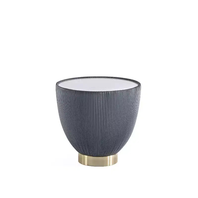 Manhattan Comfort Anderson Modern Leatherette Upholstered End Table with Ceramic Faux Marble Tabletop