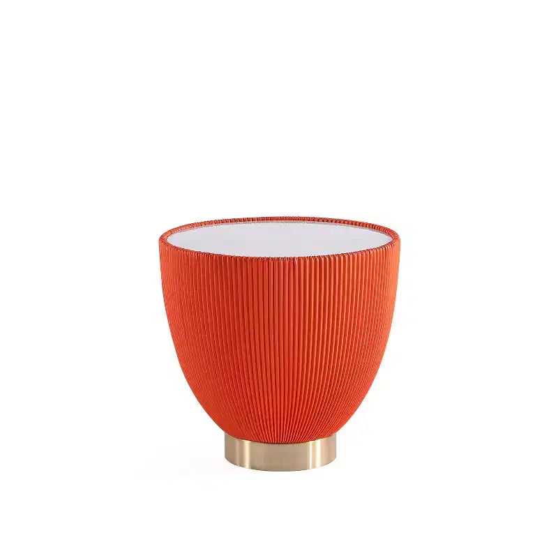 Manhattan Comfort Anderson Modern Leatherette Upholstered End Table with Ceramic Faux Marble Tabletop