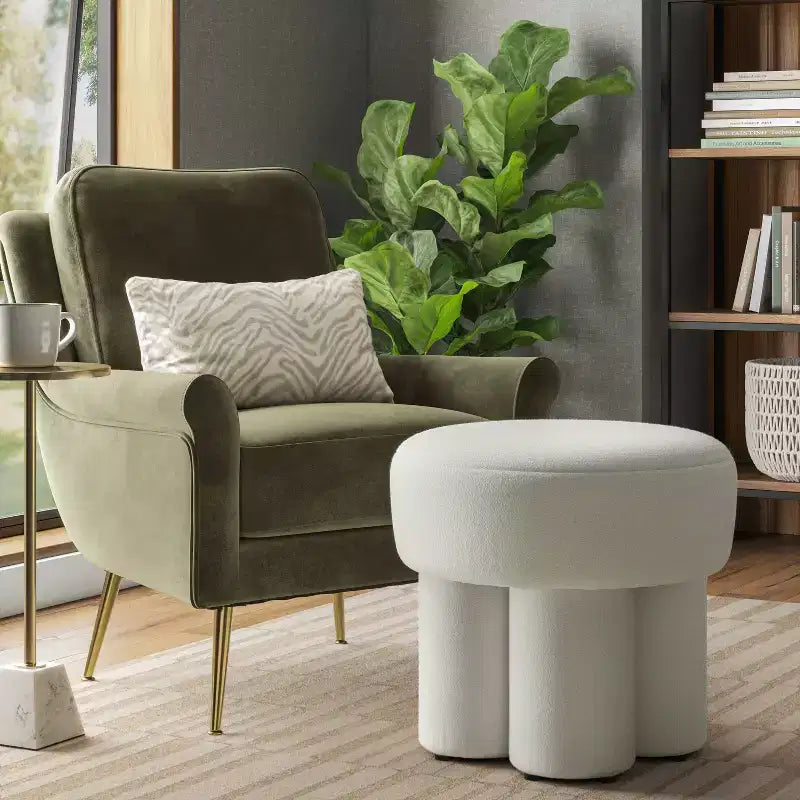 Boucle Fully Upholstered Accent Ottoman Stool - Threshold