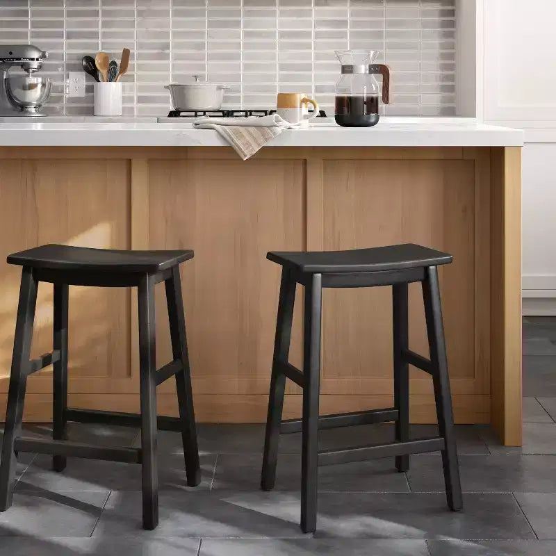 24 Modern All Wood Counter Height with Footrest Barstool - Threshold